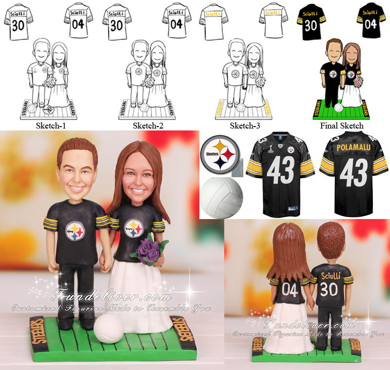 Pittsburgh Steelers Wedding Cake Toppers